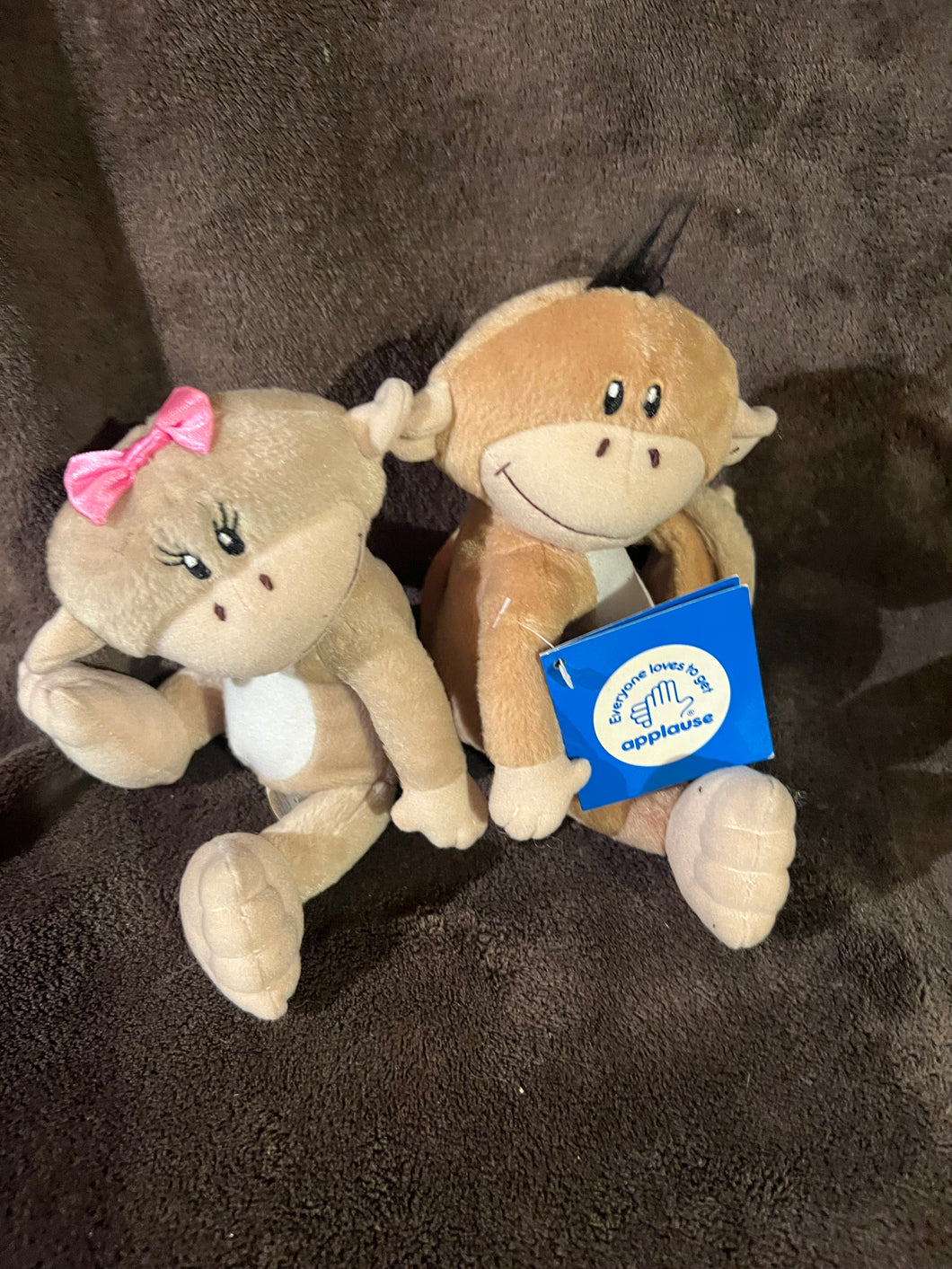 Adorable Girl and boy Plush Monkeys by applause